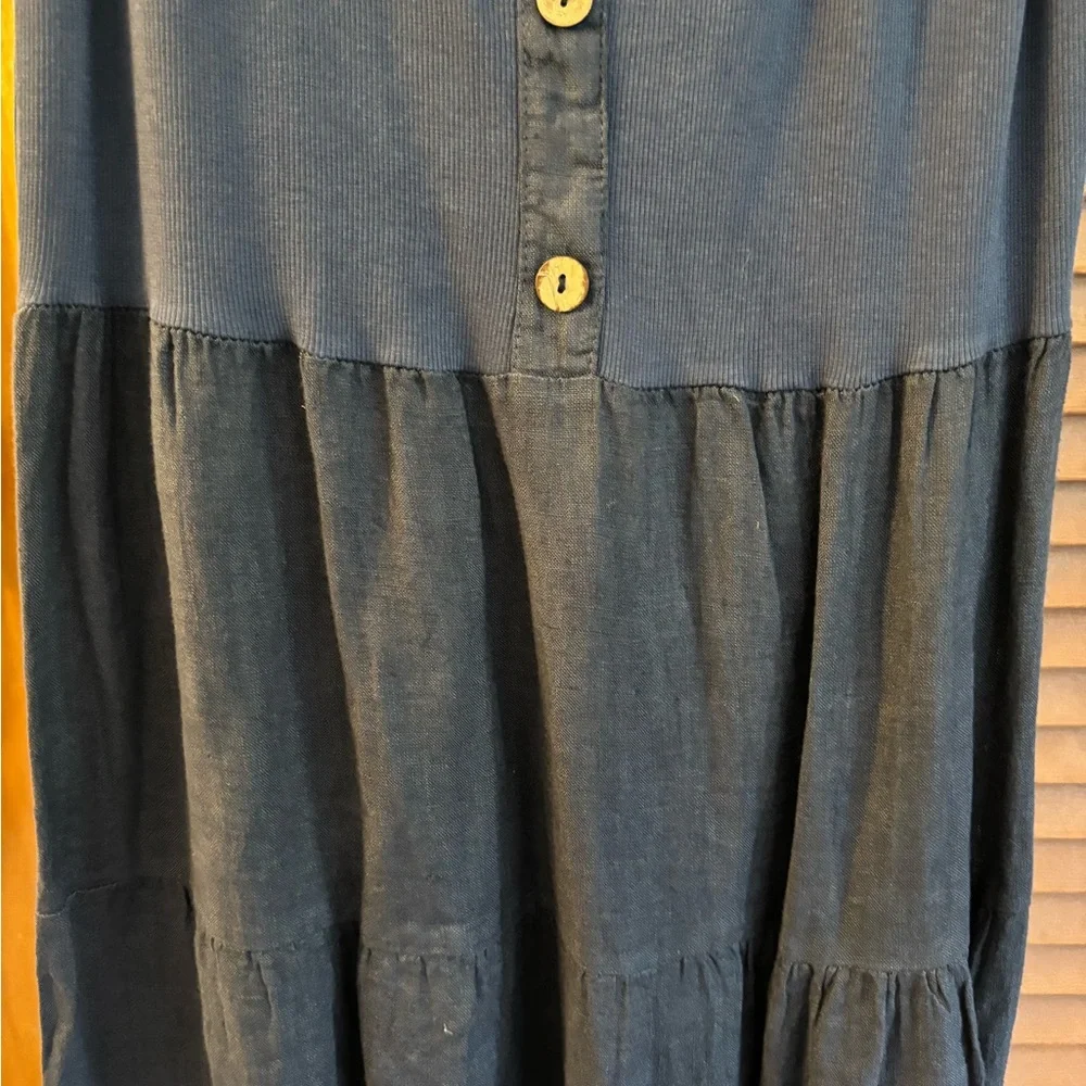 Splendid Iris navy blue linen dress NWOT - Picture 3 of 5